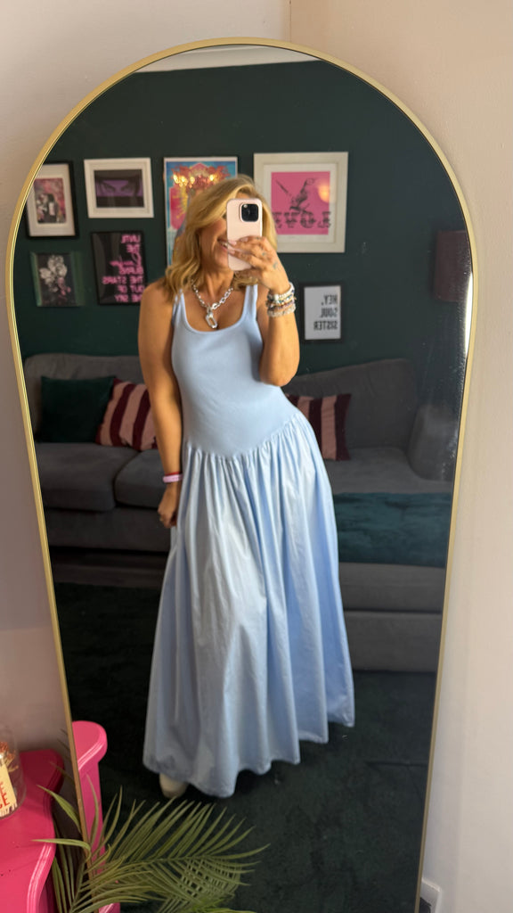 sachin and babi light blue dress Windsor high slit
